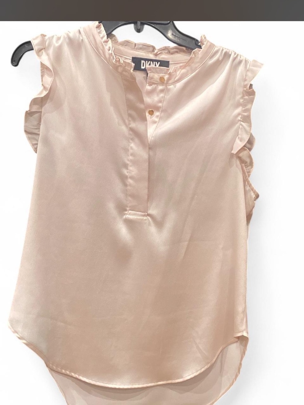 DKNY Blush Shell with Ruffle Cap Sleeves